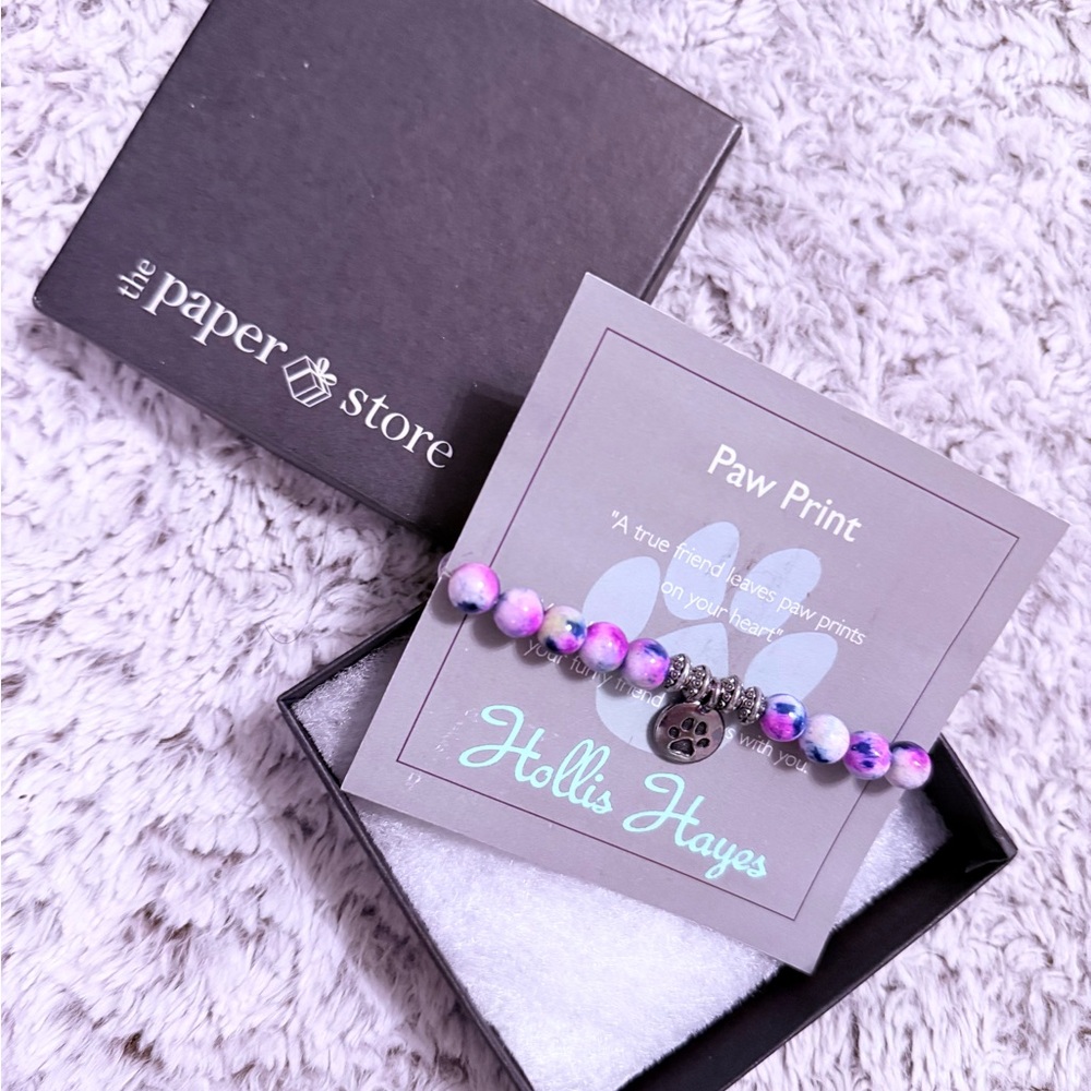 Pink and Blue Paw Print Bracelet